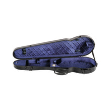 Load image into Gallery viewer, Cantana HiTech contour violin case open view black glossy finish dark blue velvet interior