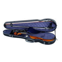 Load image into Gallery viewer, Cantana HiTech Contour violin case open view with a violin, two bows and a shoulder rest
