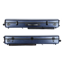 Load image into Gallery viewer, Cantana HiTech oblong violin case dark blue brushed finish side views with latches