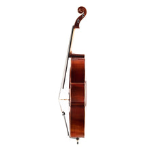 Load image into Gallery viewer, Exquisitus Solo 35 Cello Side view featuring Solid flamed Maple ribs
