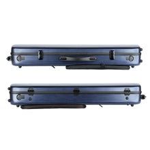 Load image into Gallery viewer, Cantana HiTech oblong violin case dark blue brushed finish side views with latches
