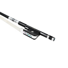 Load image into Gallery viewer, NeoTek Pro Carbon Fiber French style bass bow tip, featuring weaving pattern stick and white horsehair
