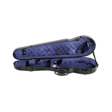 Load image into Gallery viewer, Cantana HiTech contour violin case open view black glossy finish dark blue velvet interior
